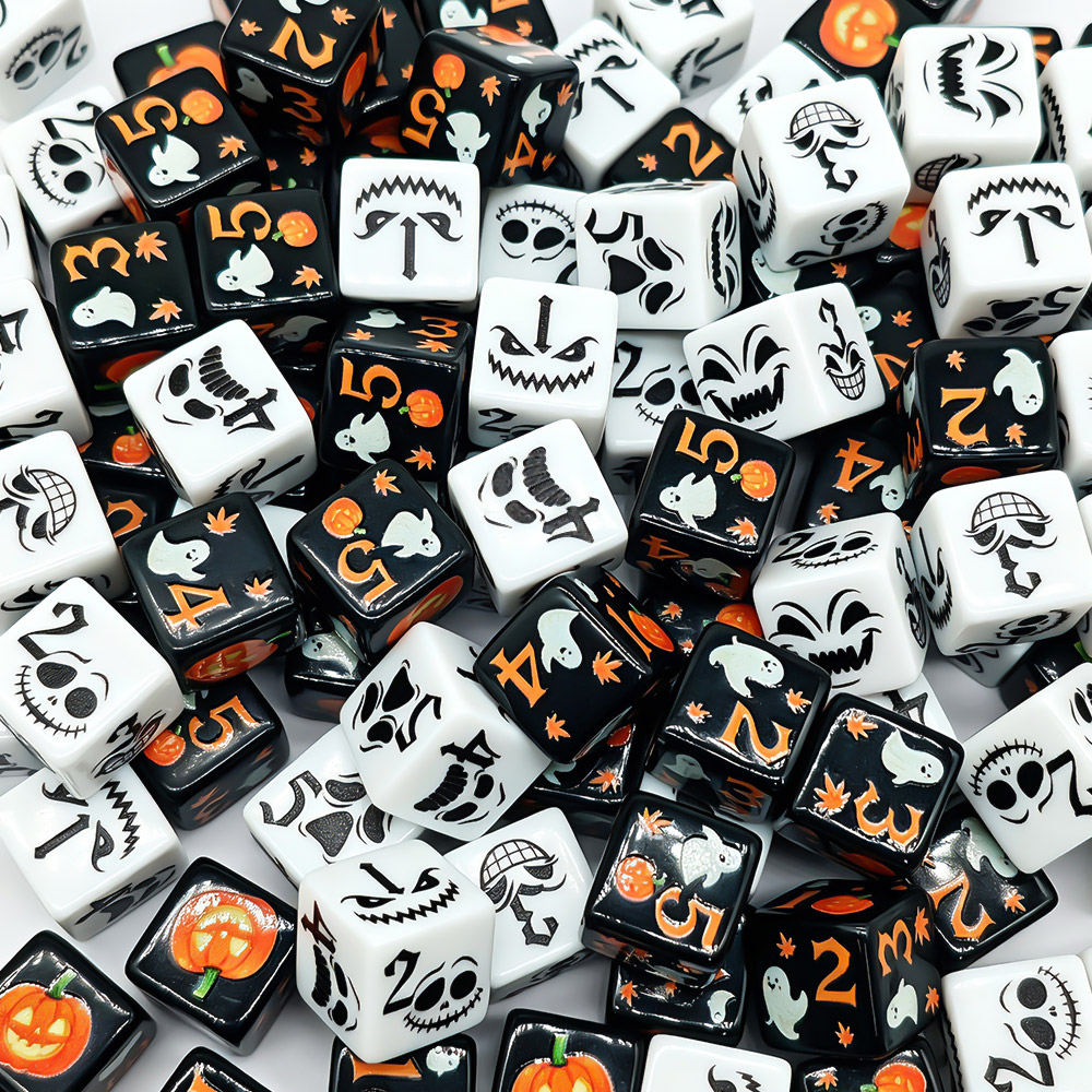 Board Game Horror - 100Pcs 16MM D6 Printed Acrylic Dice
