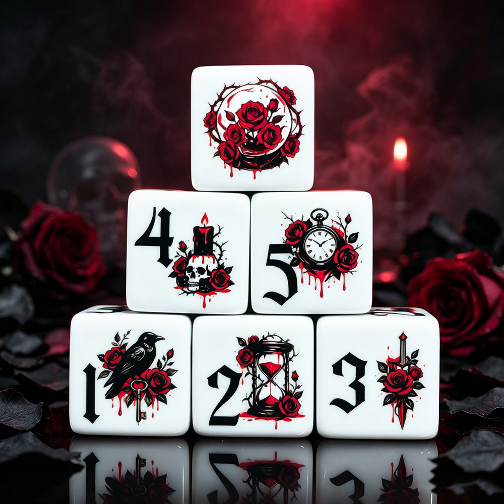 12Pcs Gothic Rose 16MM Printed - Board Game Dnd 评论和价格
