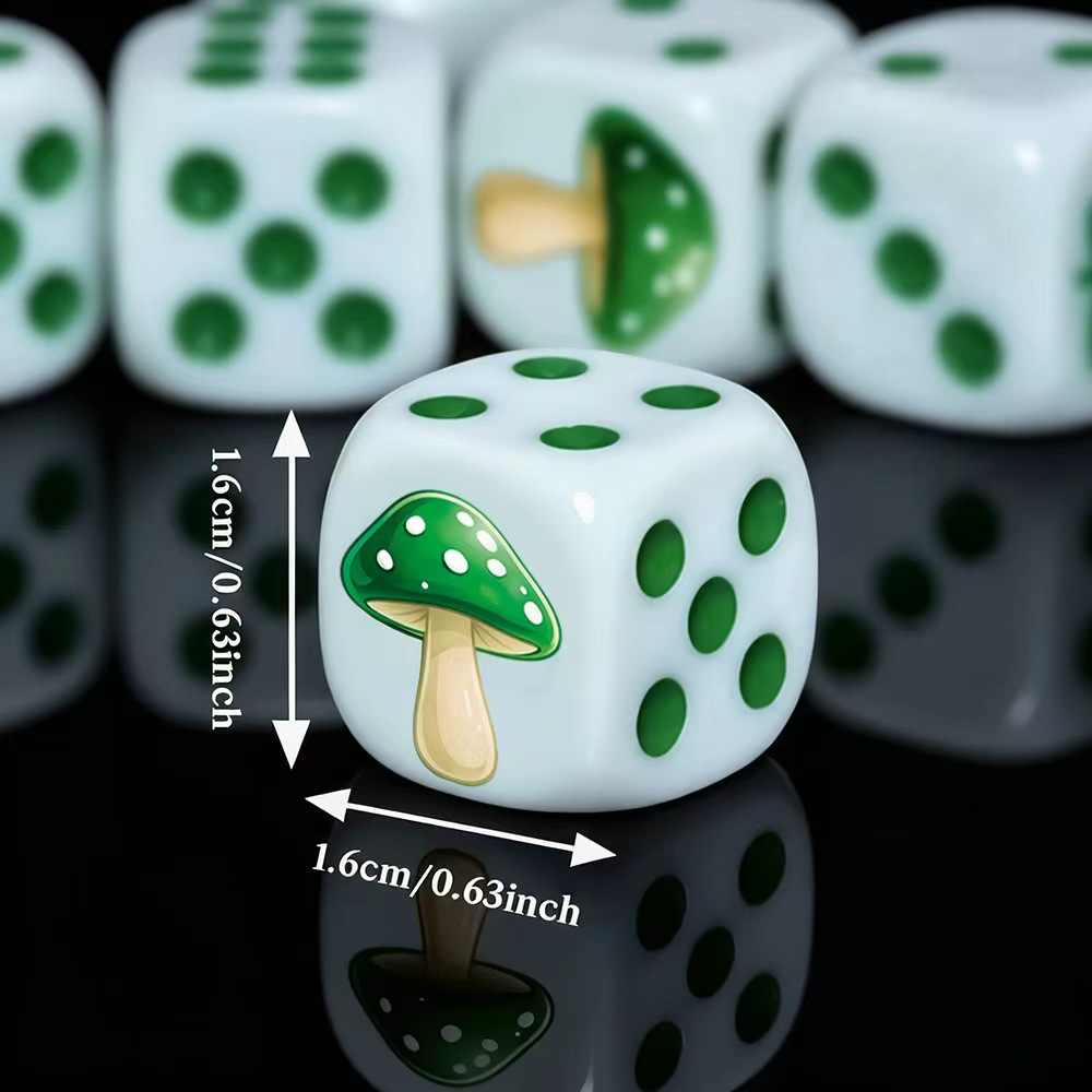 6Pcs Cute Green Mushroom D6 Di - Board Game Dnd 评论和价格