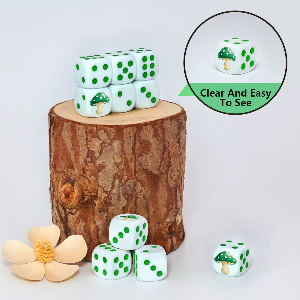 6Pcs Cute Green Mushroom D6 Di - Board Game Dnd 评论和价格