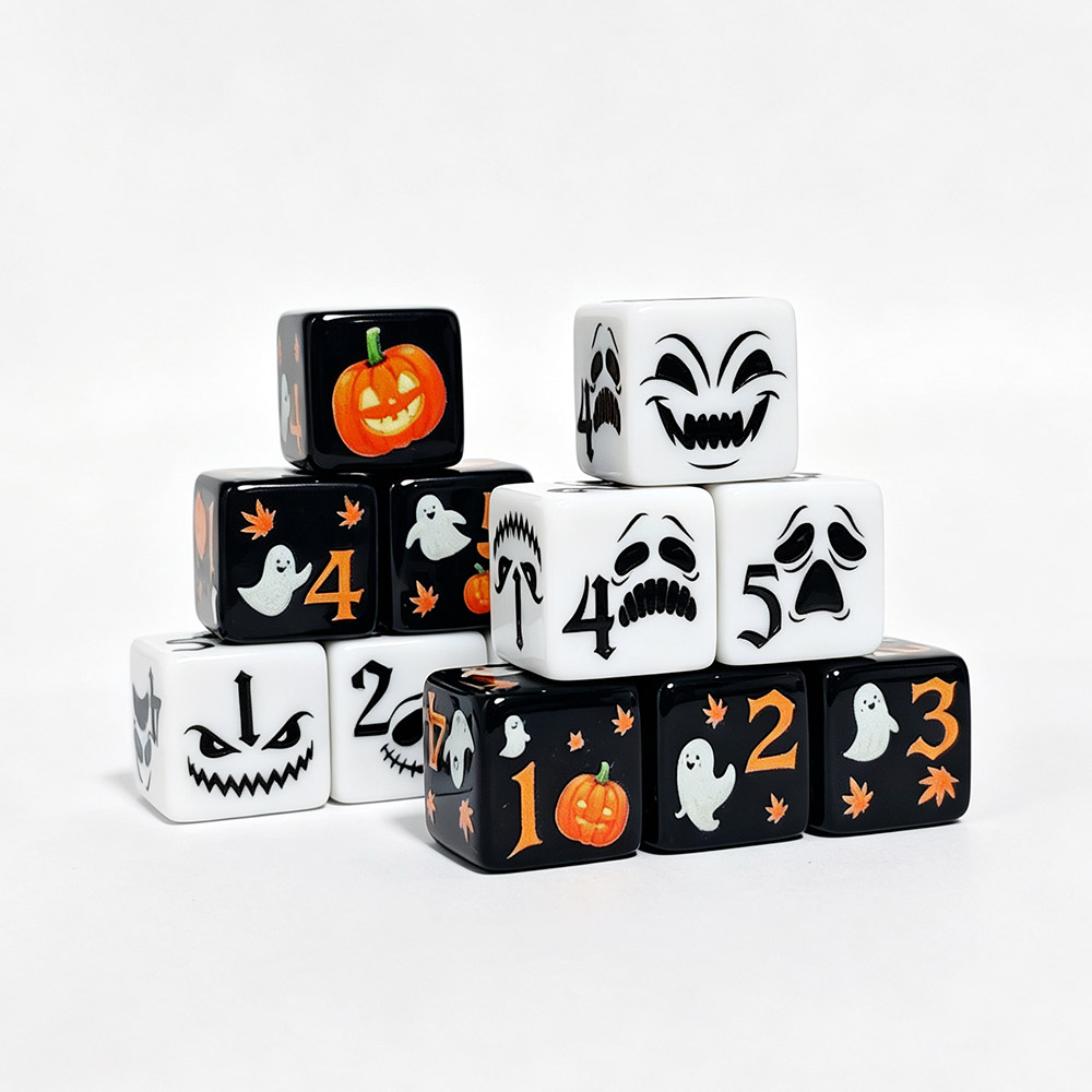 100Pcs 16MM D6 Printed Acrylic - Board Game Horror 评论和价格